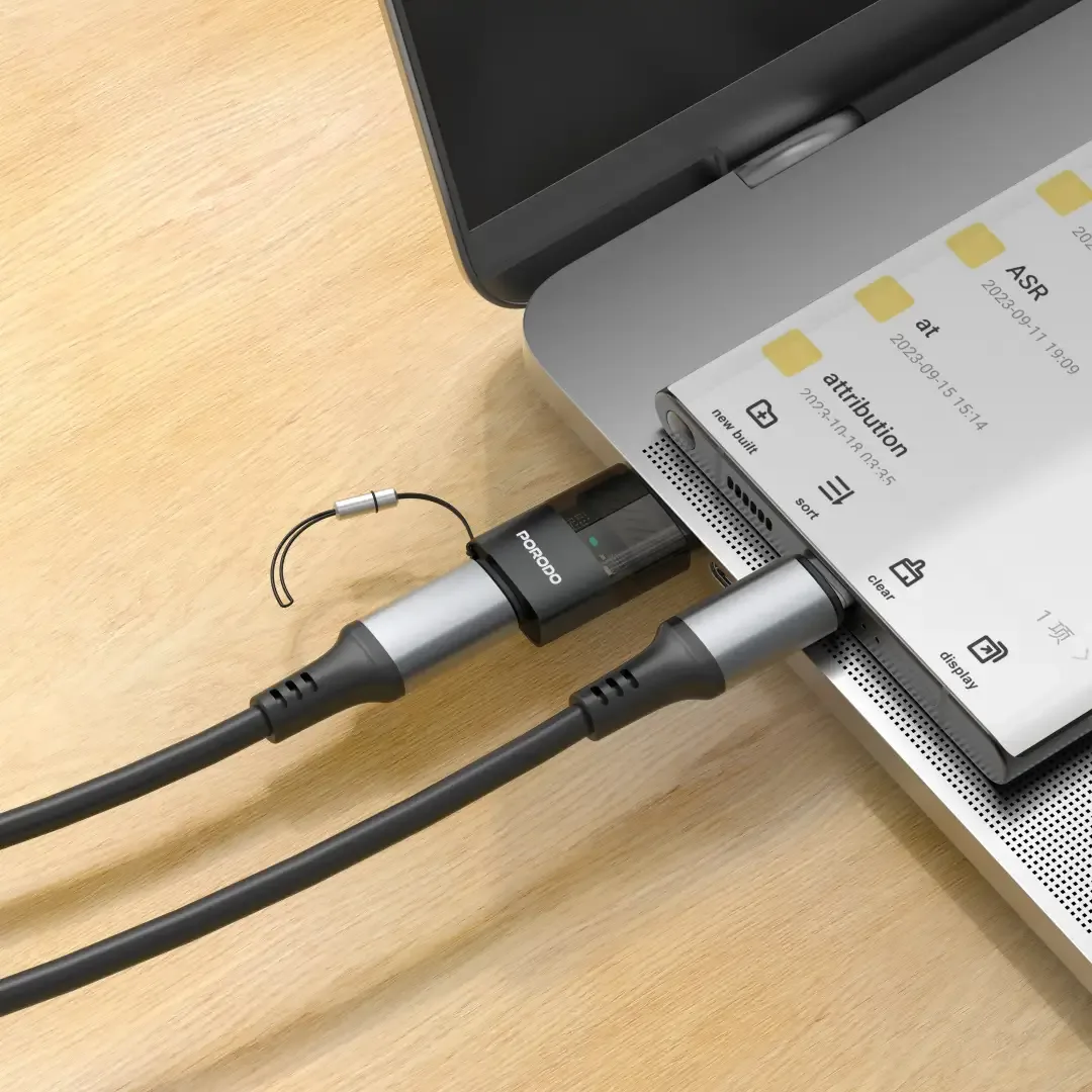 PORODO MINILINK TRANSPARENT OTG ADAPTER USB C TO USB A GREY PDCTOA50GY thumbnail 5