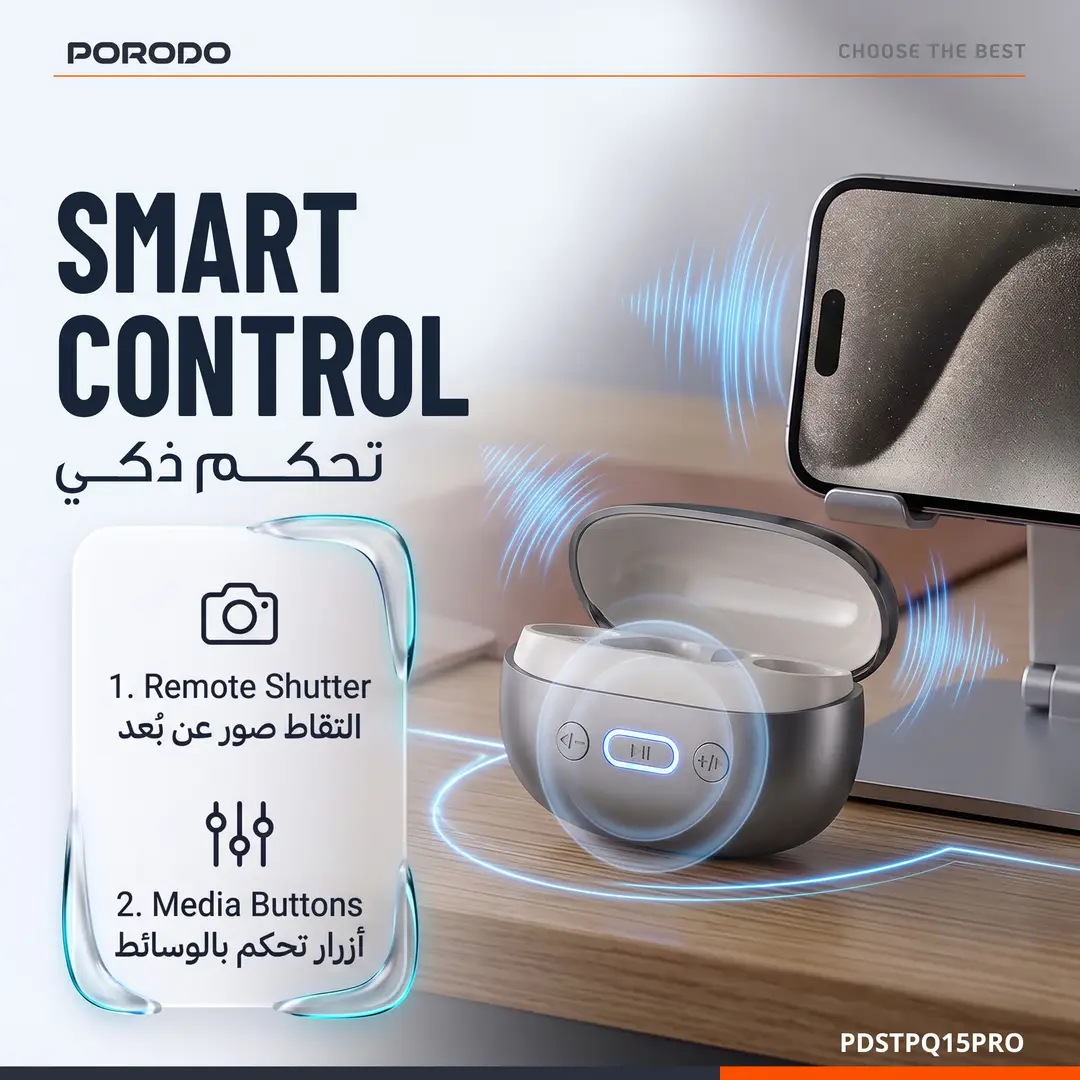 PORODO SOUNDTEC INOVA OPEN EAR ENC EARBUDS BLACK PDSTPQ15PROBK thumbnail 3