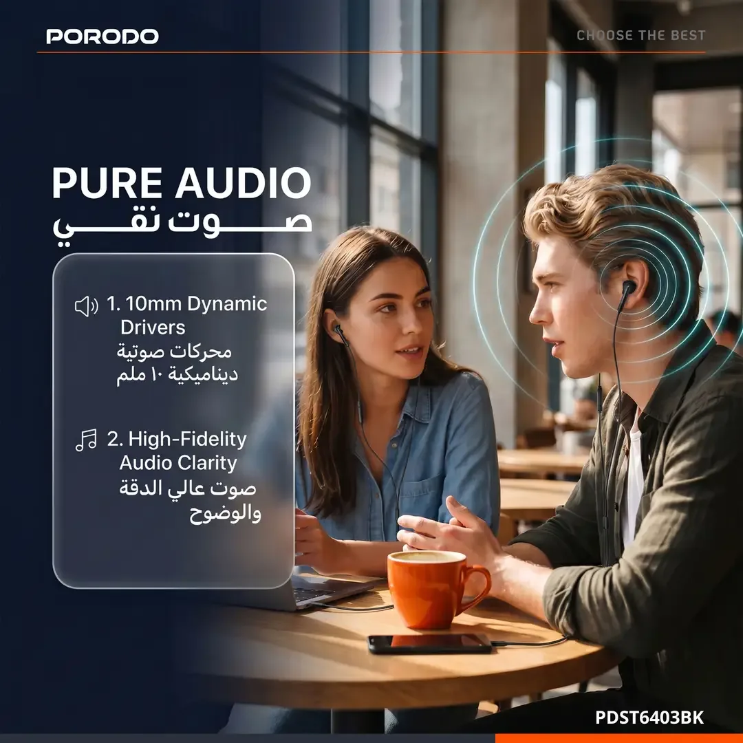 PORODO SOUNDTEC RAY IN EAR STEREO EARPHONES BLACK PDST6403BK thumbnail 5