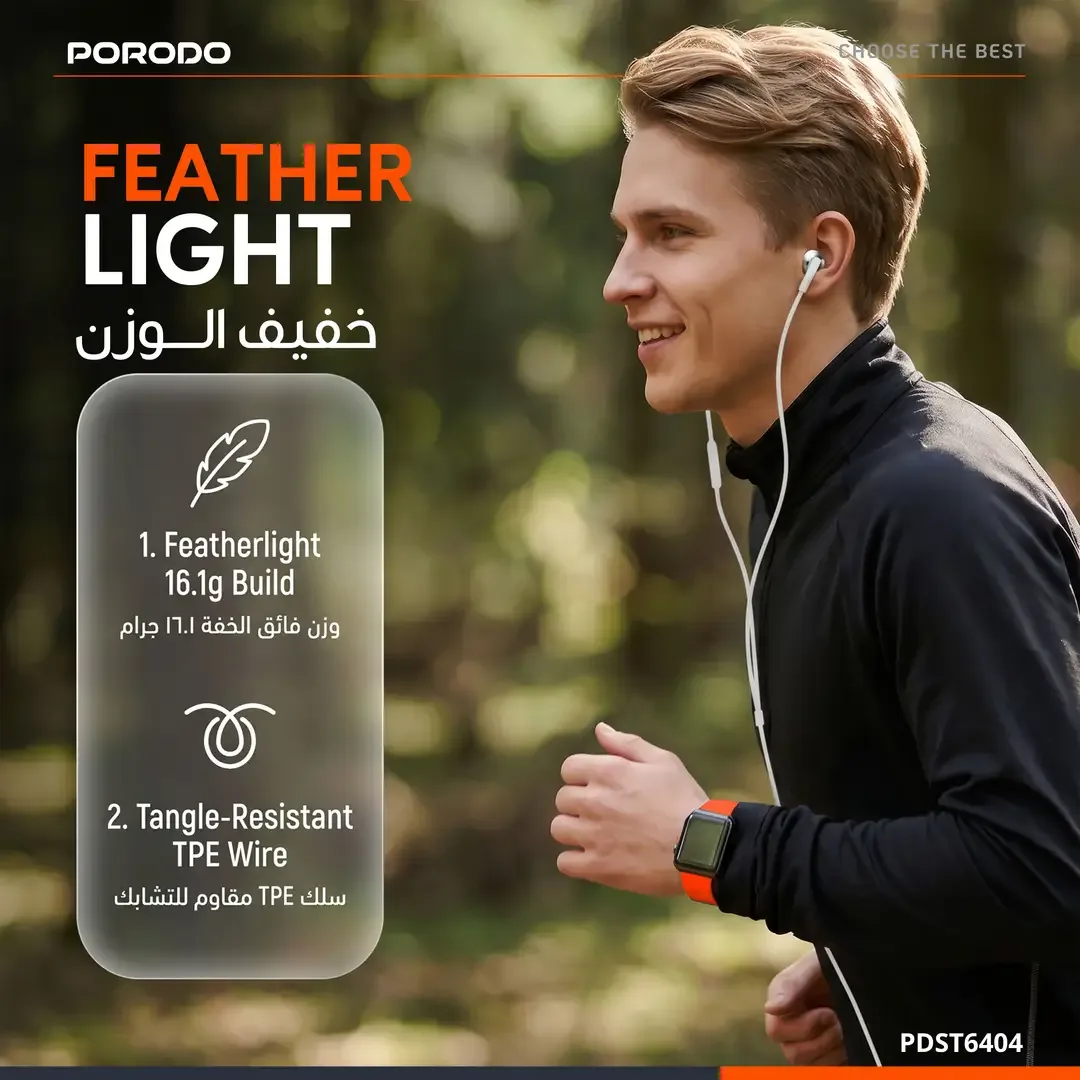 PORODO SOUNDTEC TRACE SEMI IN EAR STEREO EARPHONES BLACK PDST6404BK thumbnail 4