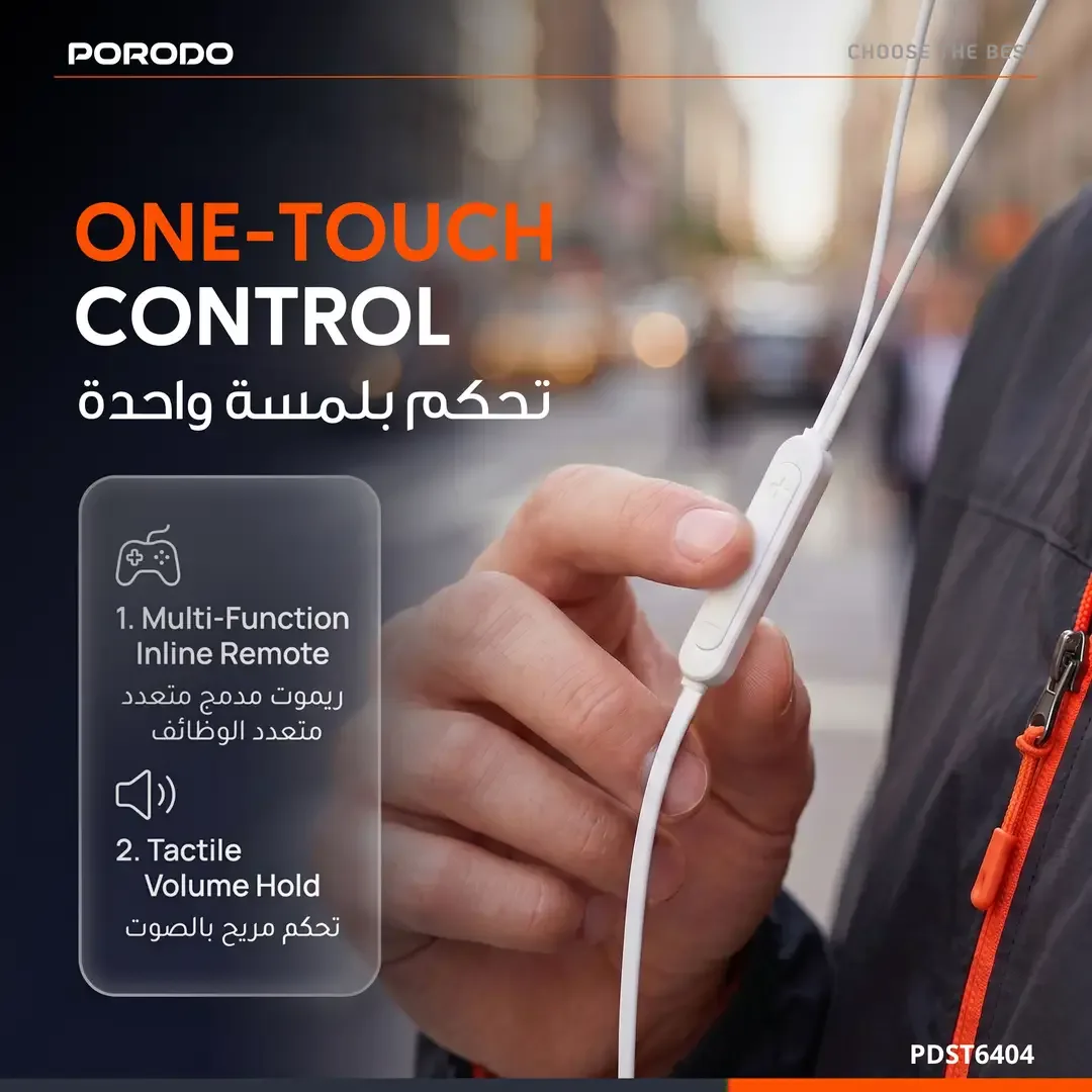 PORODO SOUNDTEC TRACE SEMI IN EAR STEREO EARPHONES BLACK PDST6404BK thumbnail 2