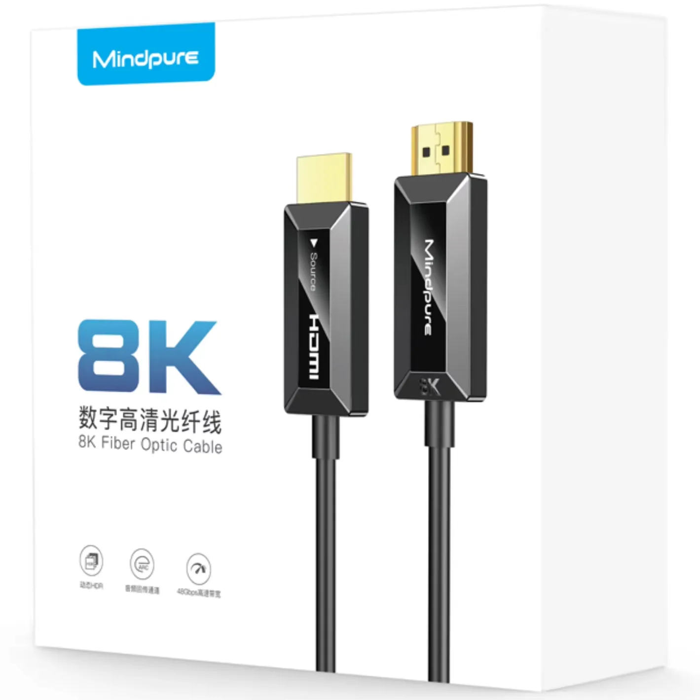 MINDPURE HDMI FIBER OPTIC CABLE 8K GLOSS BLACK 50M LX10542