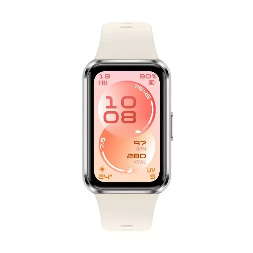 HUAWEI BAND 11 SILVER ALUMINUM ALLOY CASE WHITE FLUOROELASTOMER STRAP CDY-B29
