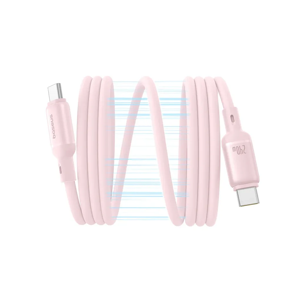 BASEUS PICOGO MAGNETIC LIQUID SILICONE FAST CHARGING CABLE USB C TO USB C 240W 1M PINK P10376800411