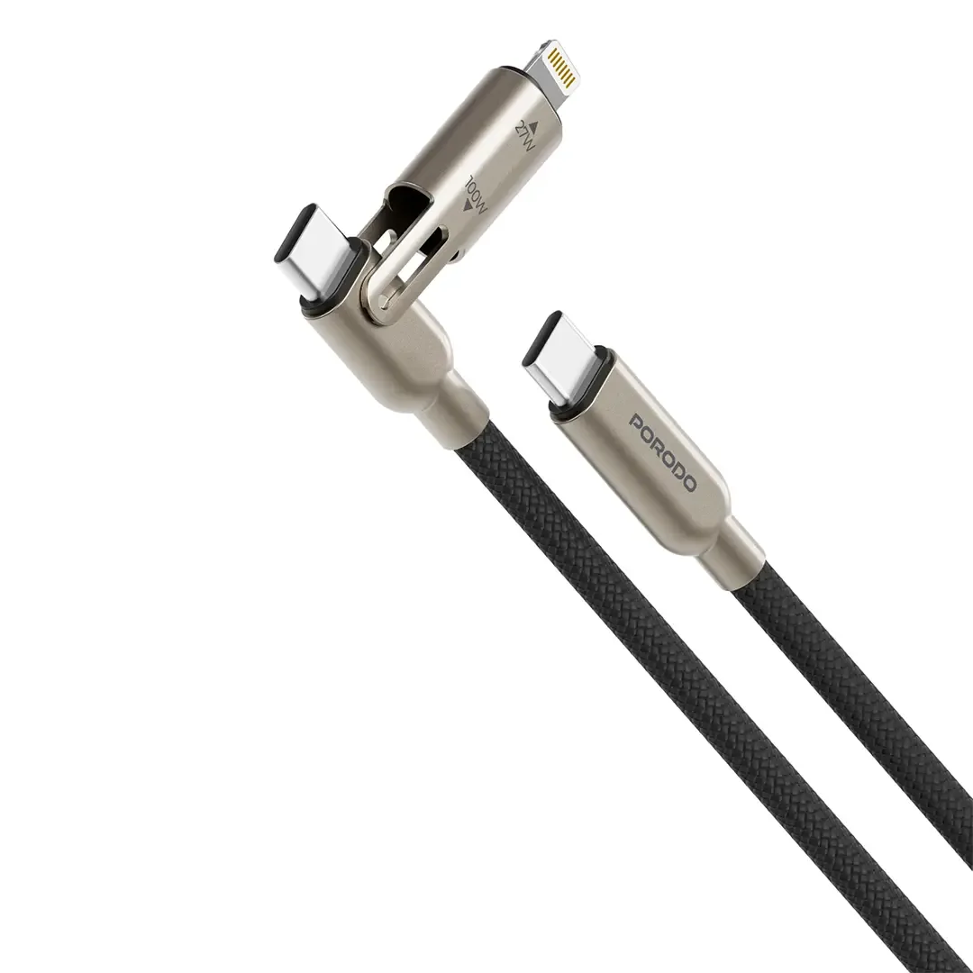 PORODO 2 IN 1 100W BRAIDED CABLE BLACK PDCBL100WBK