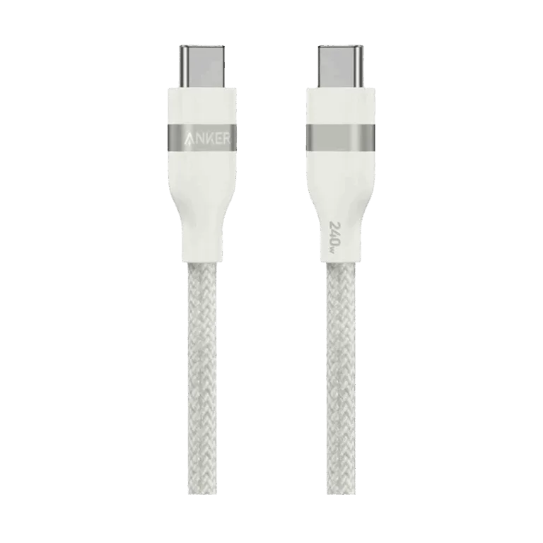 ANKER USB C TO USB C 240W UPCYCLED BRAIDED 6FT CABLE WHITE A82E2H22