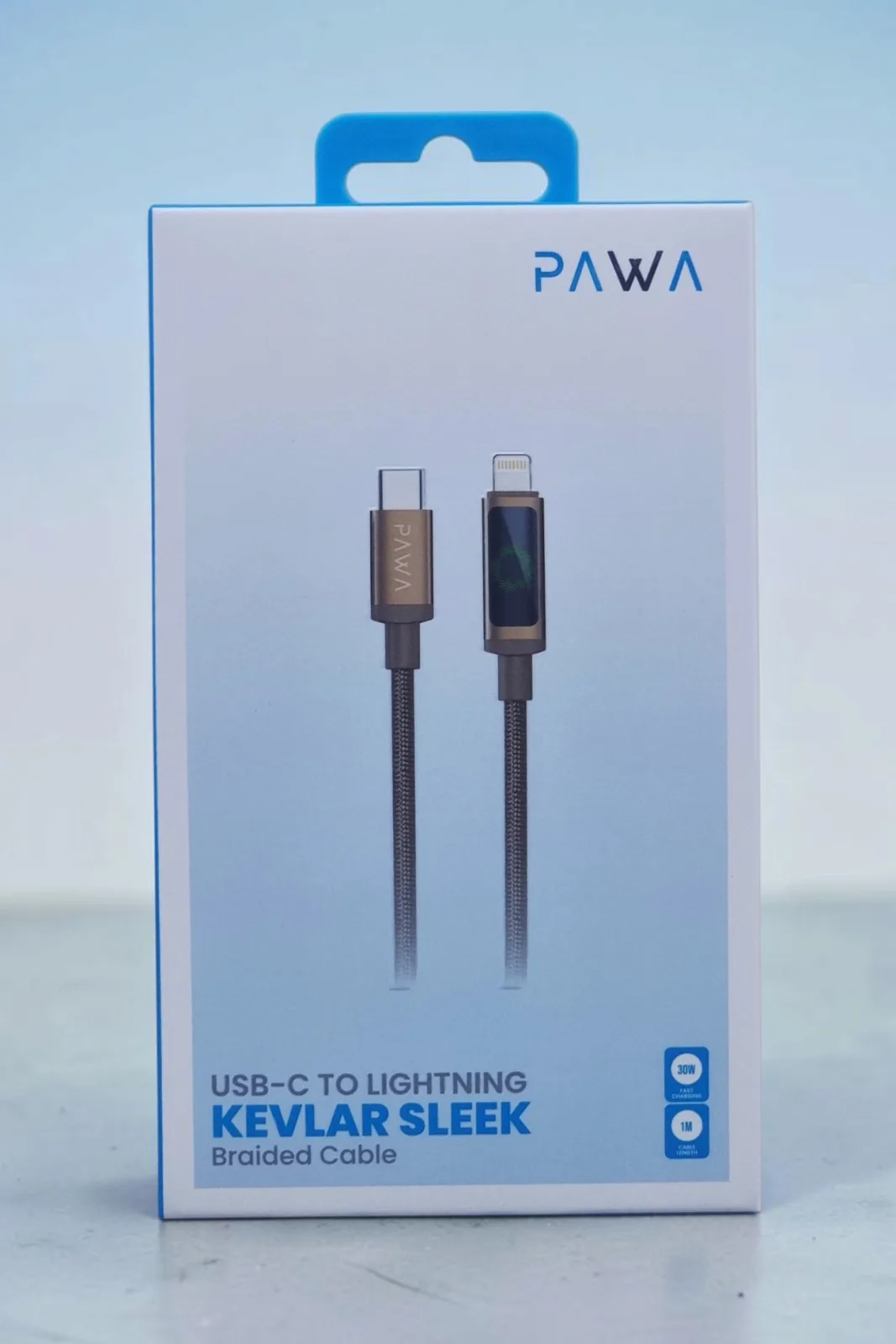 PAWA KEVLAR SLEEK USB C TO LIGHTNING BRAIDED CABLE 30W 1M BROWN PW-CBLCL114-BR
