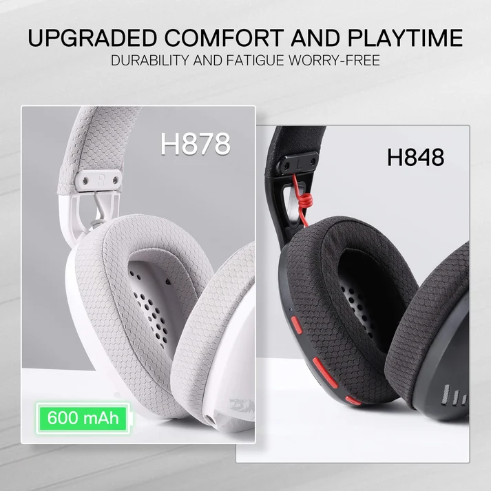REDRAGON SKULD PRO 3 MODE LIGHT WEIGHT WIRELESS GAMING HEADSET WHITE GRAY H878WG thumbnail 4