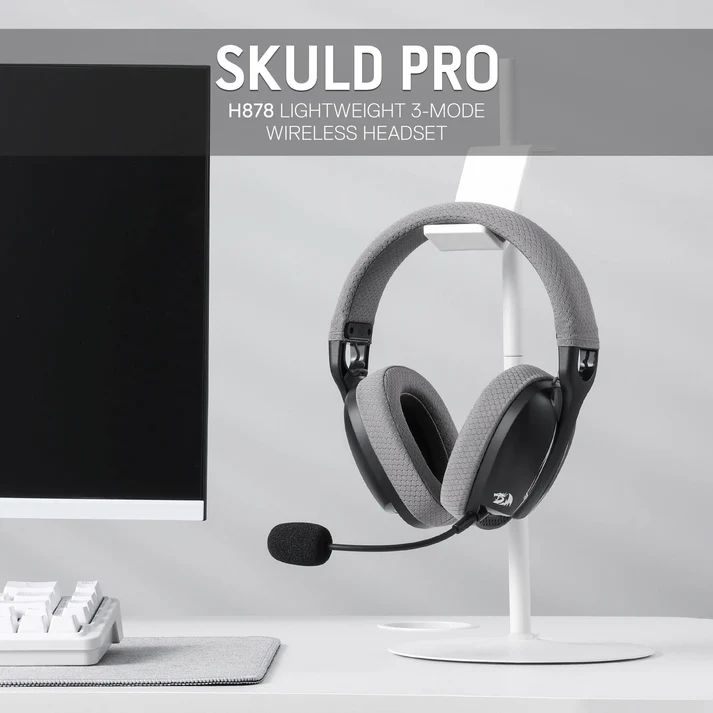 REDRAGON SKULD PRO 3 MODE LIGHT WEIGHT WIRELESS GAMING HEADSET BLACK GRAY H878BG thumbnail 2