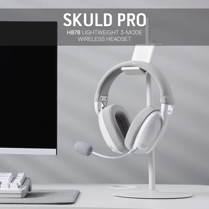 REDRAGON SKULD PRO 3 MODE LIGHT WEIGHT WIRELESS GAMING HEADSET WHITE GRAY H878WG thumbnail 2