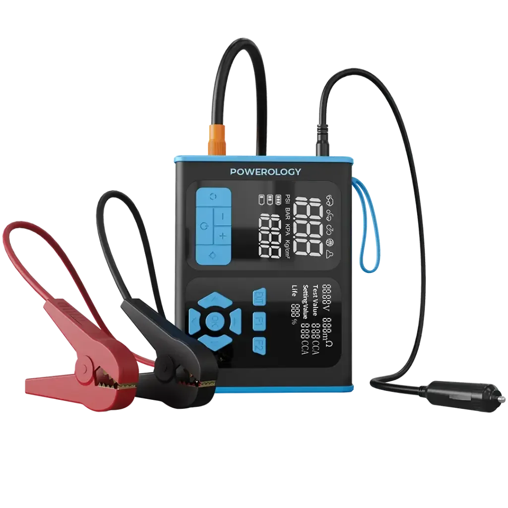 POWEROLOGY PORTABLE POWER BANK & JUMP STARTER 15200MAH WITH TIRE INFLATOR & OBD II DI PPBCHA95BKBU