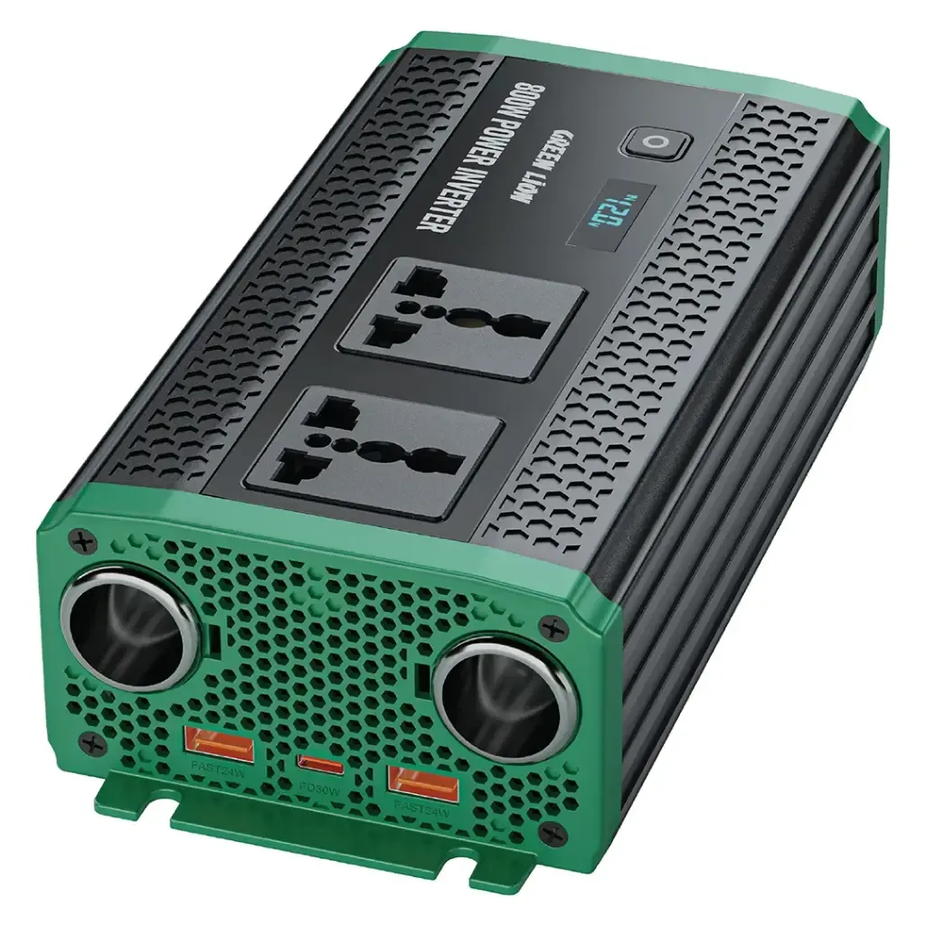 GREEN LION GC350 CAR INVERTER 800W POWER DC 12V 2 AC SOCKETS  PD30W BLACK GNGC350CRINBK