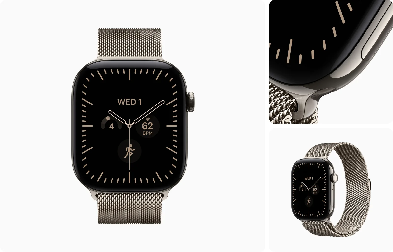 APPLE WATCH SERIES 12 GPS + CELLULAR 42MM NATURAL TITANIUM CASE WITH NATURAL MILANESE LOOP MJGH4 thumbnail 2