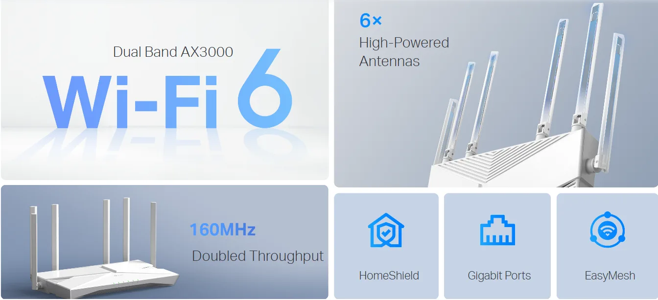 TP-LINK AX3000 DUAL BAND WI-FI-6 ROUTER ARCHER AX56 thumbnail 10