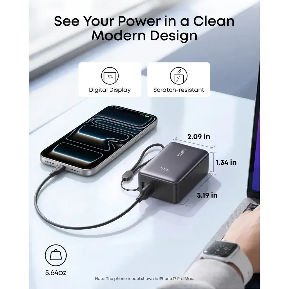 ANKER ZOLO POWER BANK BUILT FOR ENDURANCE 5000MAH 15W BLACK A110KH11 thumbnail 2