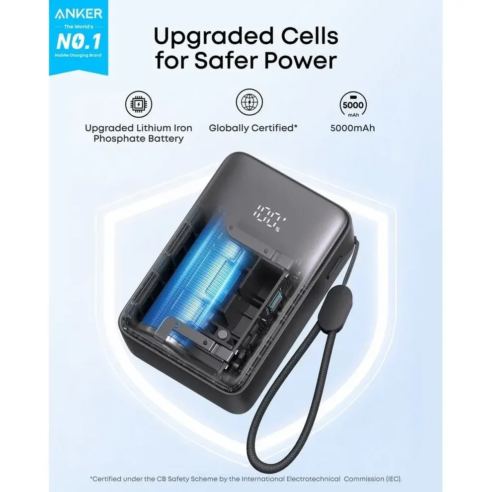ANKER ZOLO POWER BANK BUILT FOR ENDURANCE 5000MAH 15W BLACK A110KH11 thumbnail 6