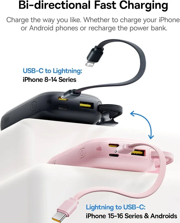 BASEUS ENERFILL FC21 QPOW 3 ULTRA DIGITAL DISPLY POWER BANK WITH DETACHABLE CABLE 20000MAH 22.5W NATURAL TITANIUM  E0027M01 thumbnail 3