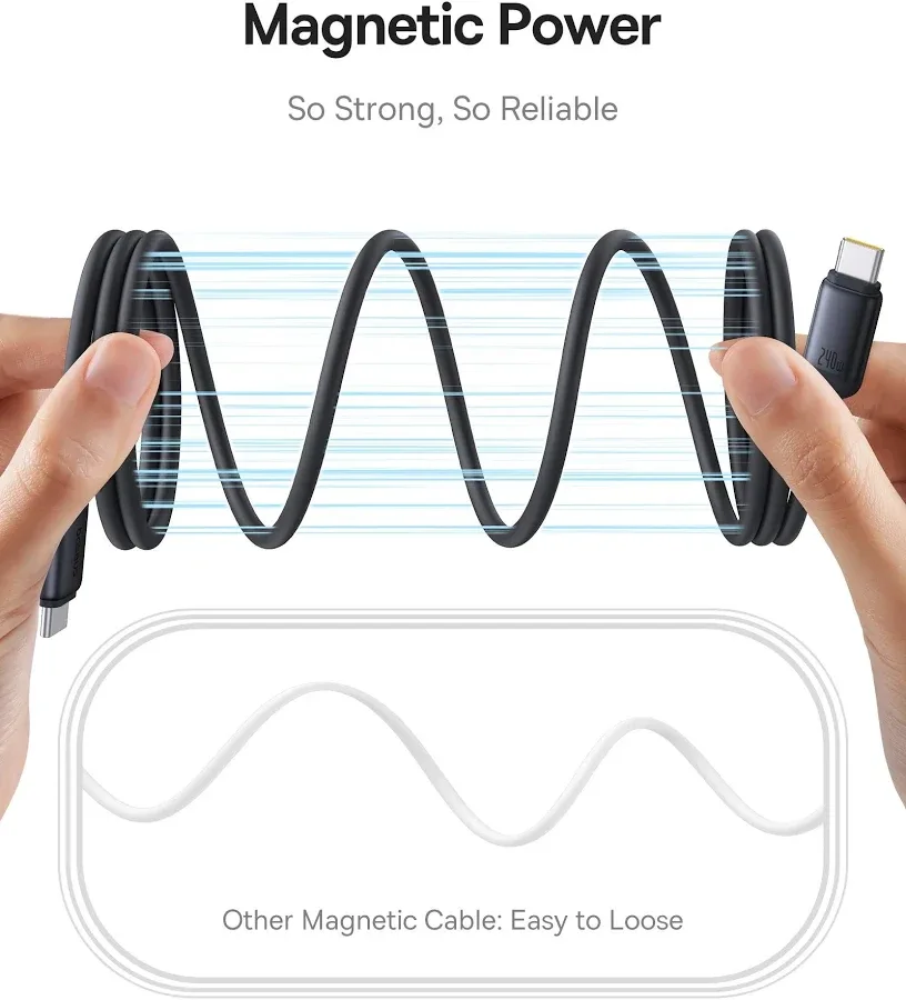 BASEUS PICOGO MAGNETIC LIQUID SILICONE FAST CHARGING CABLE USB C TO USB C 240W 1M BLUE P10376800311 thumbnail 7