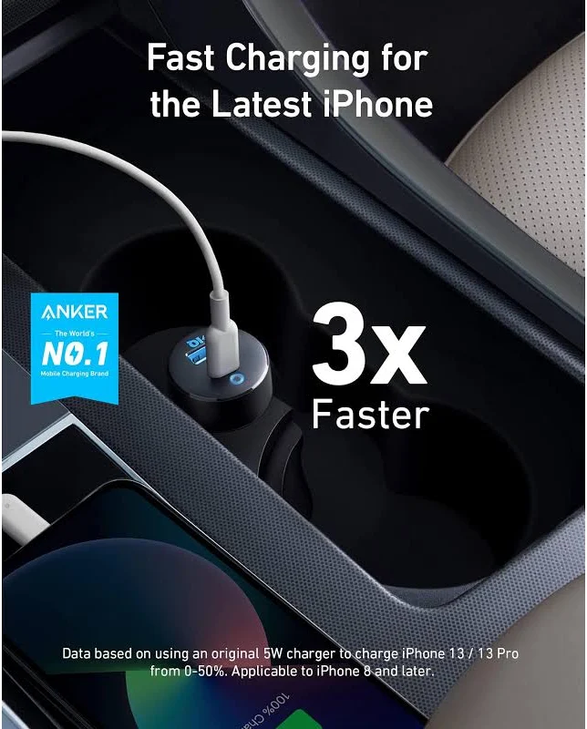 ANKER POWERDRIVE C2 CAR CHARGER PREMIUM CABLE BLACK B2722HF1 thumbnail 2