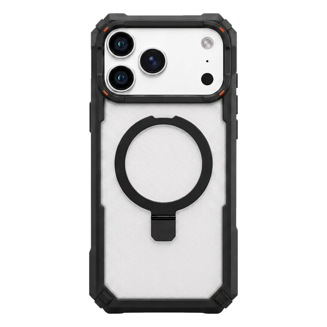 LEVELO IPHONE 18 PRO MAX DEFENDER AIRBAG CUSHION CORNER MAGSAFE RING KICKSTAND CASE BLACK LVLDEFMKSC18PMBK