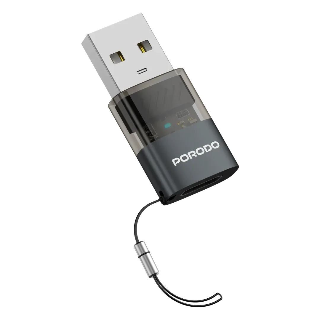 PORODO MINILINK TRANSPARENT OTG ADAPTER USB C TO USB A GREY PDCTOA50GY
