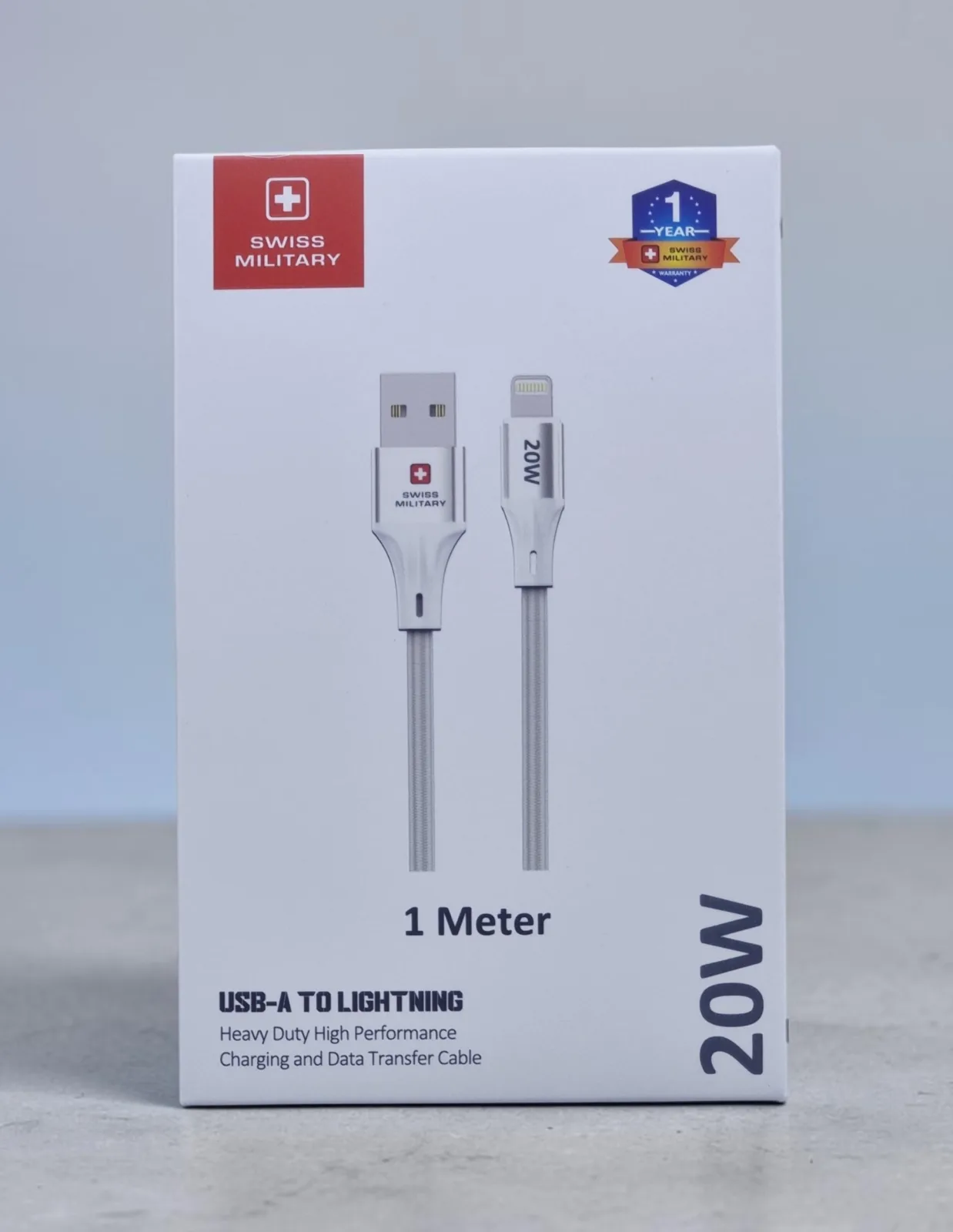 SWISS MILITARY USB A TO LIGHTNING 20W 1M WHITE SM-CB-AL-20W-1M-WHI