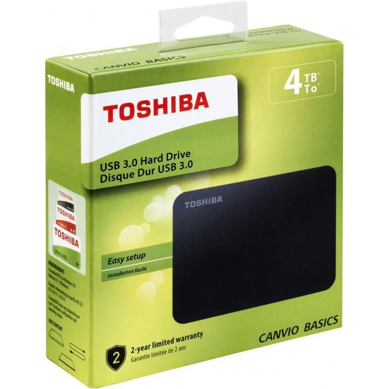 TOSHIBA CANVIO BASICS EXTERNAL HARD DRIVE 4 TB BLACK HDTB540EK3CA thumbnail 2