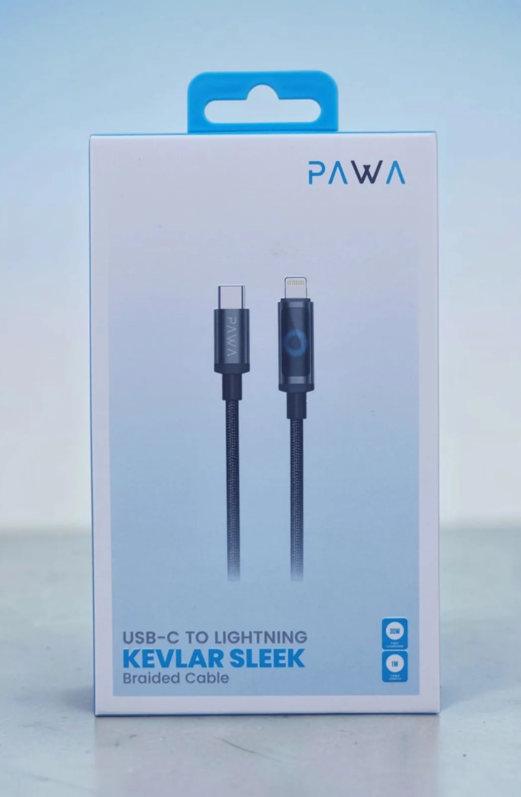 PAWA KEVLAR SLEEK USB C TO LIGHTNING BRAIDED CABLE 30W 1M BLACK PW-CBLCL114-BK