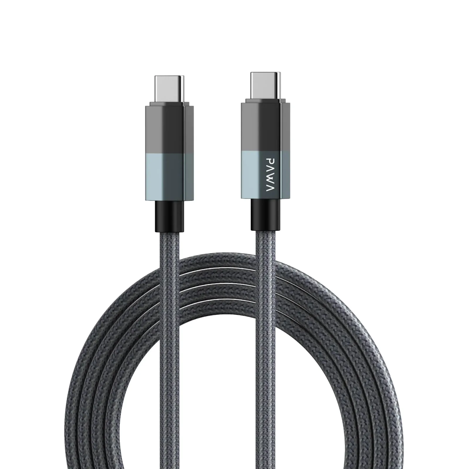 PAWA SLATE TYPE C TO TYPE C 1M BRAIDED CABLE 65W GRAY PW-CBLCC119-GY