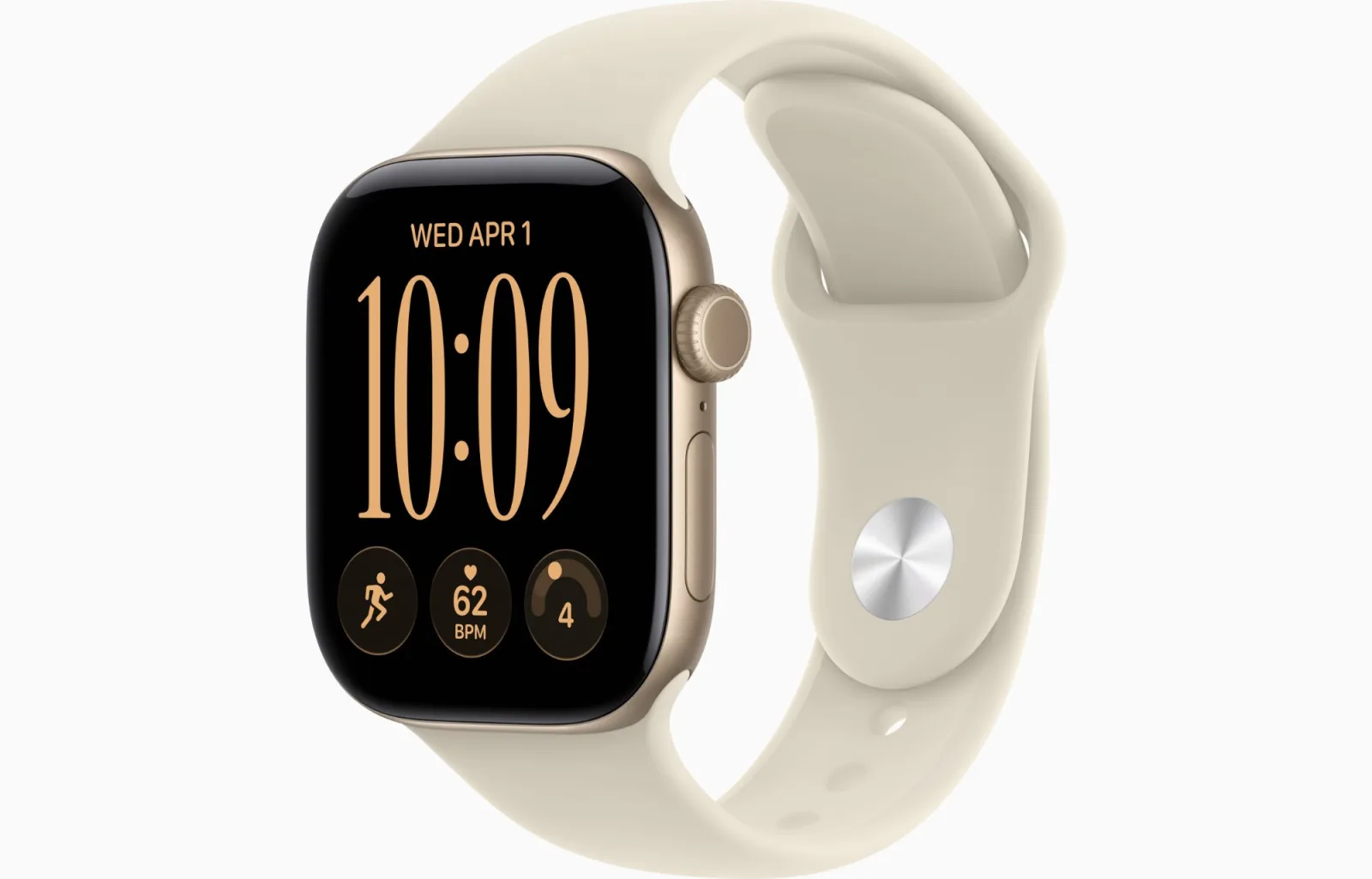 APPLE WATCH SERIES 12 42MM GPS+CELLULAR 2026 LIGHT GOLD ALUMINUM CASE WITH SAND SPORT BAND S-M MJG24