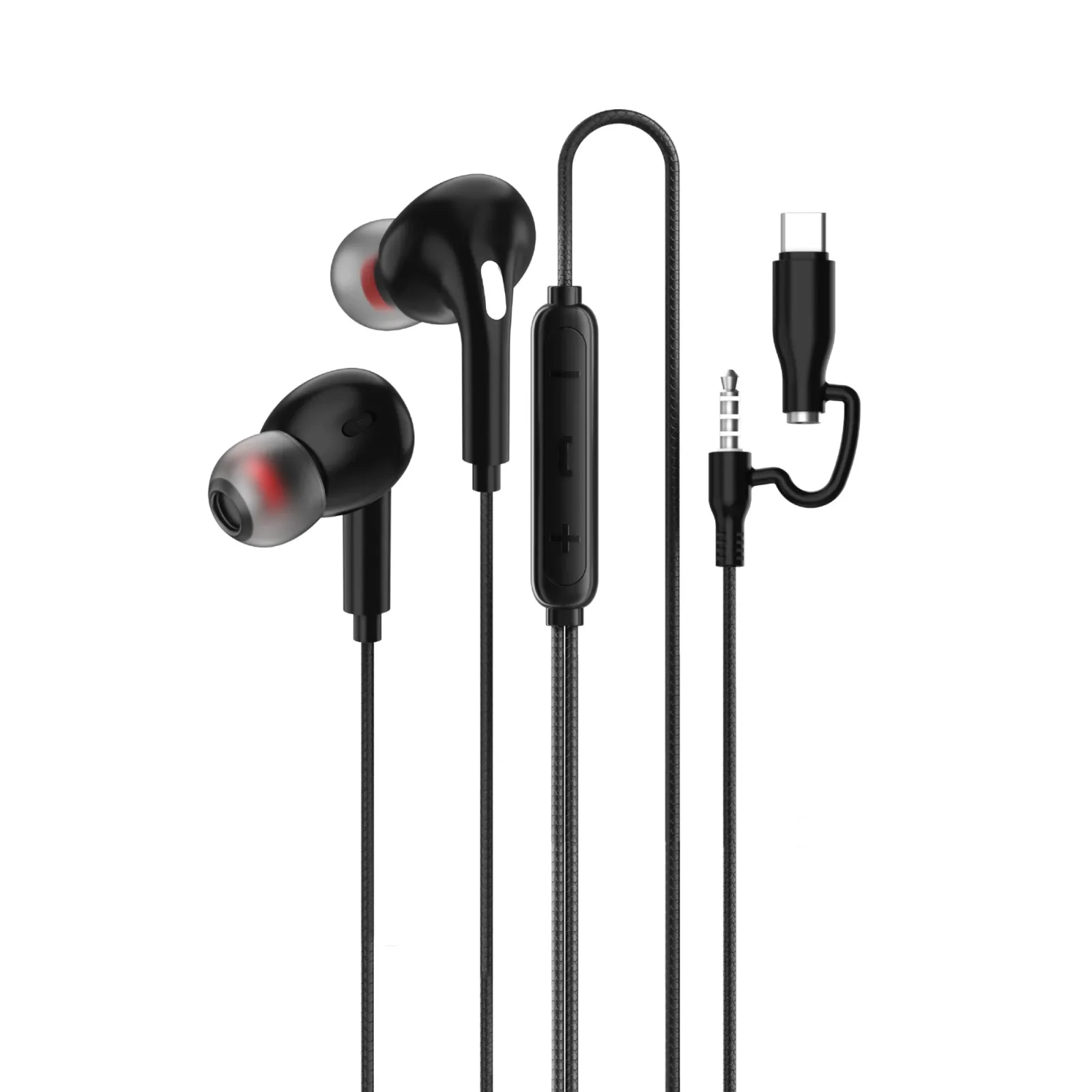 PAWA NODE 3.5MM + TYPE C WIRED EARPHONE BLACK PW-NDEP35-BK