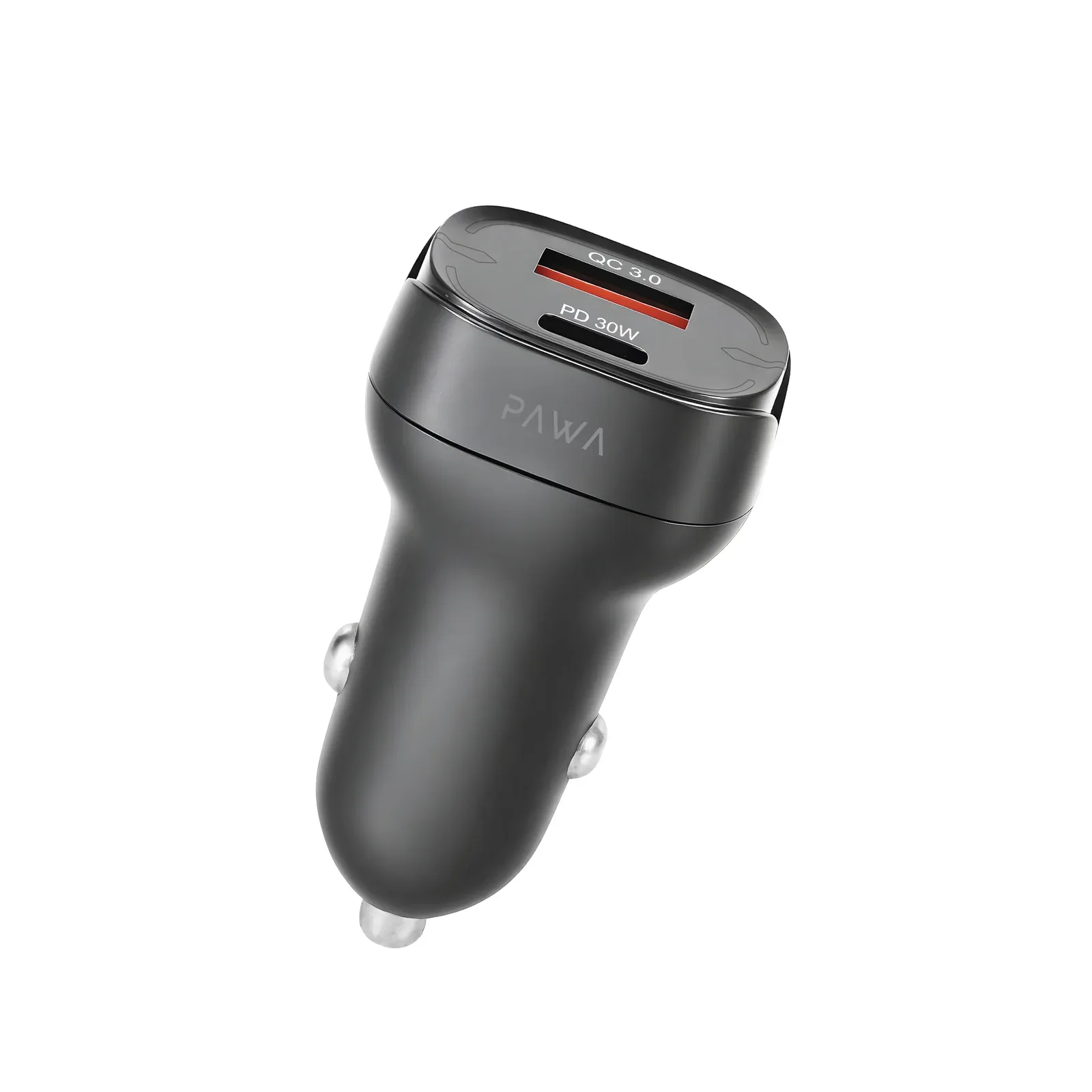 PAWA QUAD PRO DUAL PORT CAR CHARGER 48W WITH BRAIDED USB C TO USB C CABLE GREY PW-CC535WCC-GY thumbnail 2