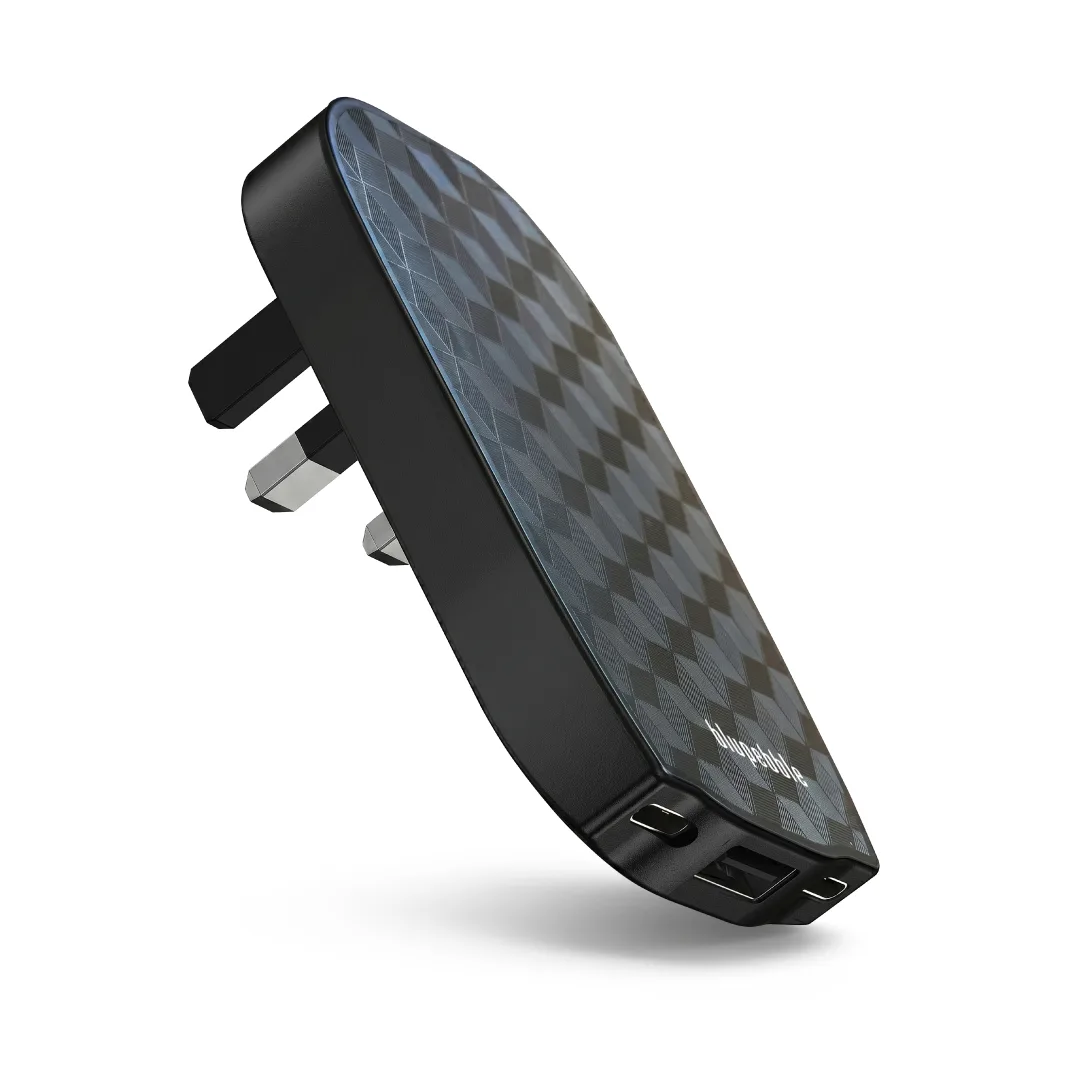 BLUPEBBLE POWERCORE 65 65W GAN FAST CHARGER WITH 2 USB-C AND 1 USB-A PORTS BLACK BP-PD65GANUK-BK