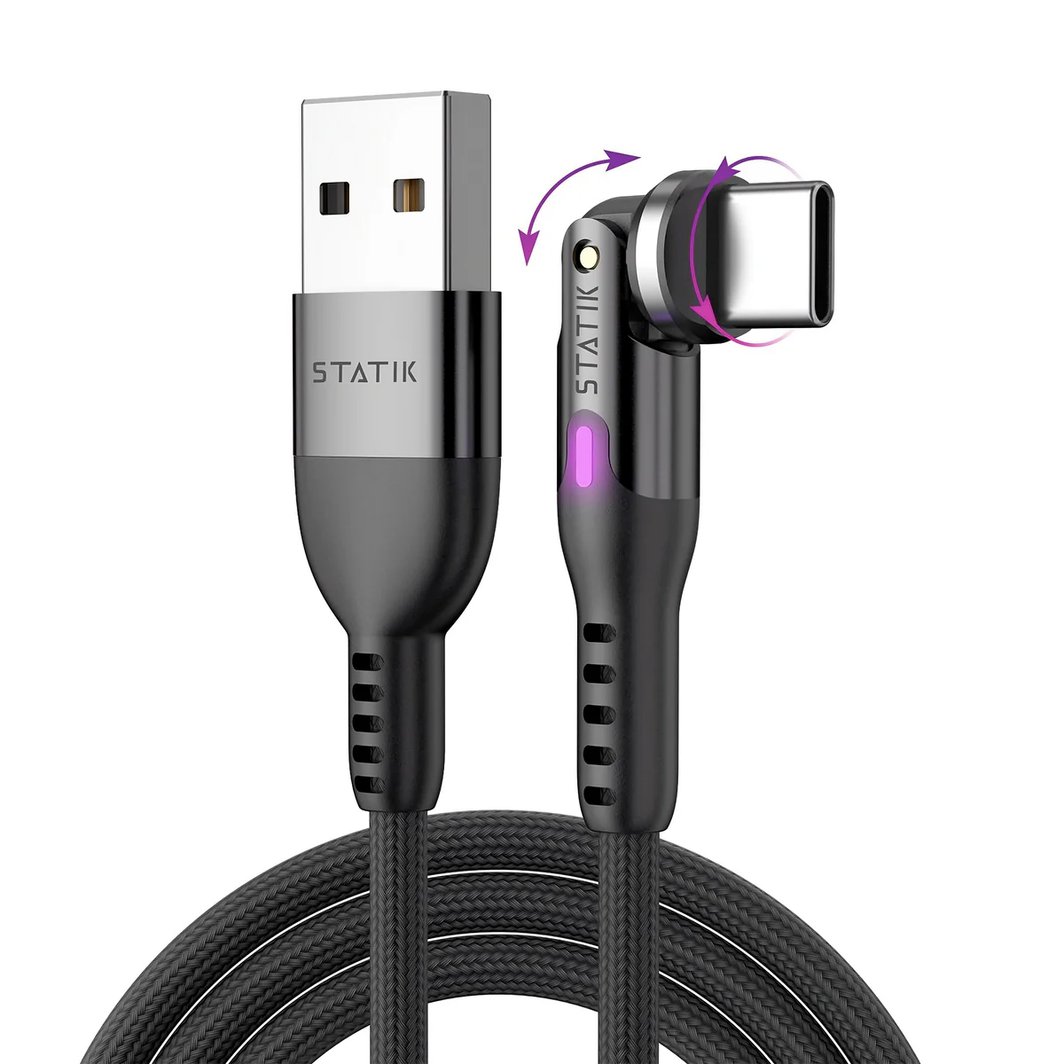 STATIK POWERPIVOT USB A TO USB C BRAIDED NYLON CABLE 3.3FT 1M PUP-0450-3FT-AC thumbnail 2