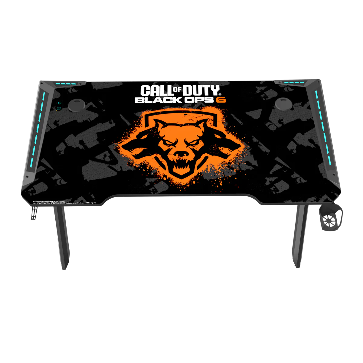 GAMEON CALL OF DUTY RGB FLOWING LIGHT GAMING DESK WITH TABLE MOUSE PAD BLKOPS6-HAWKSBILL thumbnail 2