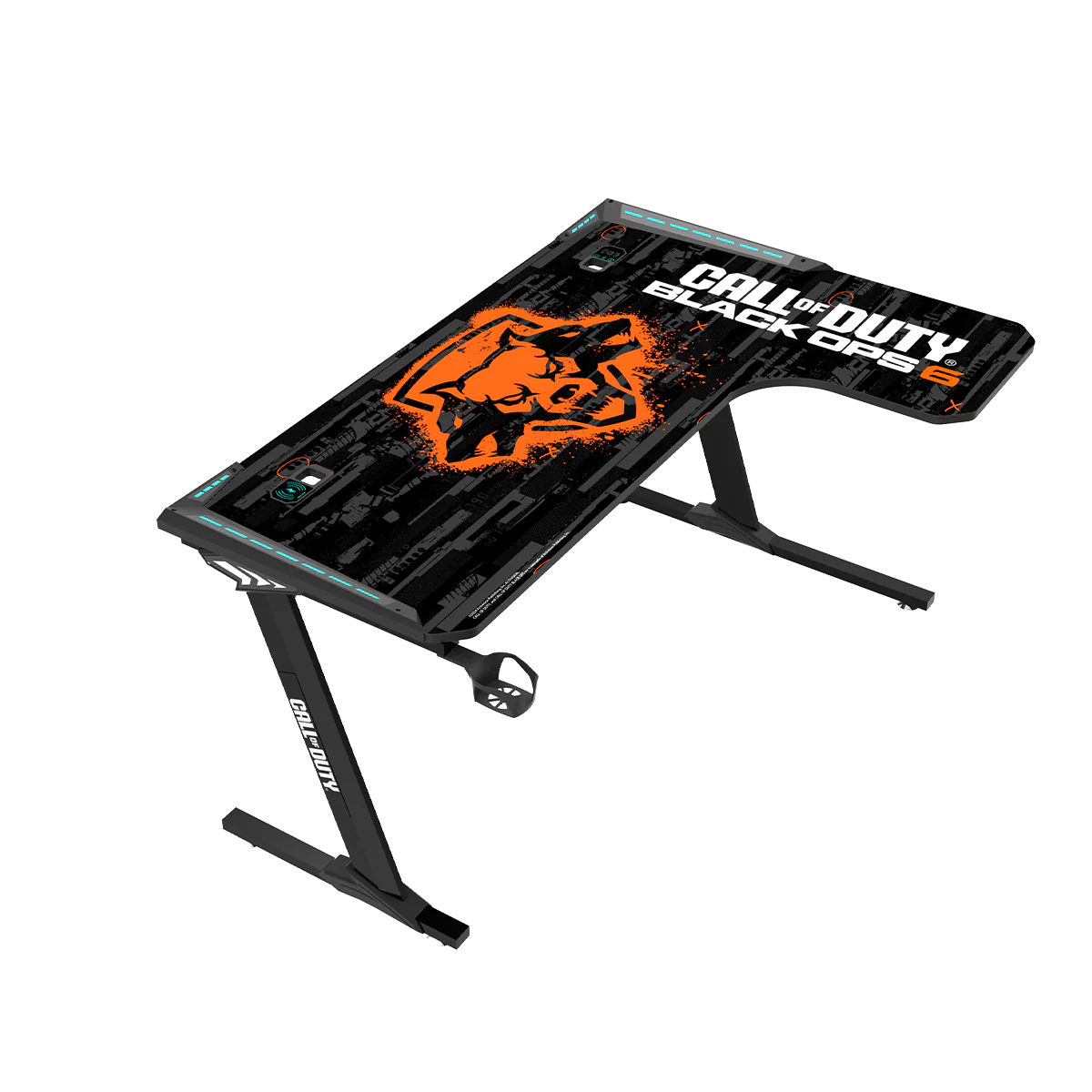 GAMEON CALL OF DUTY RGB FLOWING LIGHT GAMING DESK WITH TABLE MOUSE PAD BLKOPS6-RAPTOR-R thumbnail 2