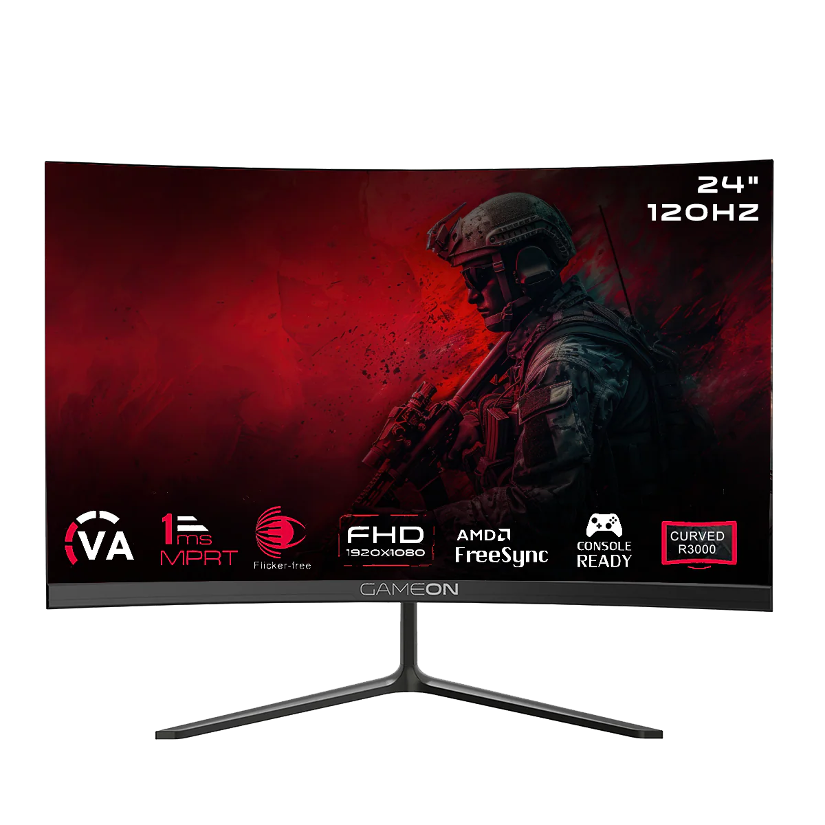 GAMEON 24-INCH CURVED FHD 120HZ 1MS HDMI 2.1 VA PANEL GAMING MONITOR GOC24F120VA thumbnail 2