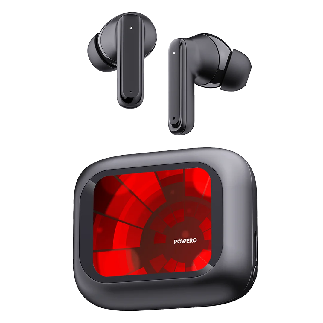 POWERO PLUS LARA ANC TRUE WIRELESS EARBUDS WITH TOUCH DISPLAY BLACK PR-LRBT9224-BK thumbnail 2