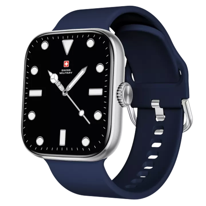SWISS MILITARY ALPS 4 SILVER WATCH WITH BLUE SILICONE STRAP SM-WCH-ALPS4-BLKF-BLUSS thumbnail 2