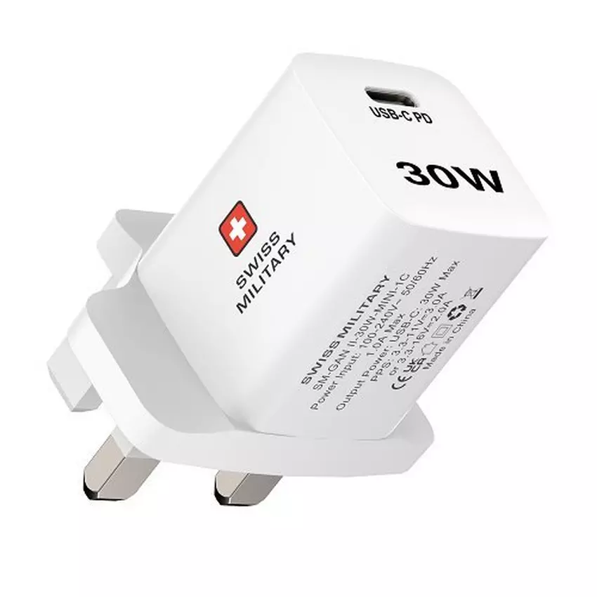SWISS MILITARY 30W GAN II SUPER MINI WALL CHARGER WHITE thumbnail 2