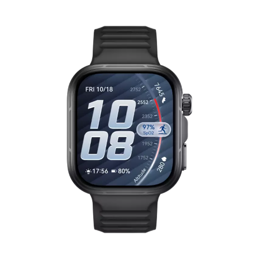 HUAWEI WATCH FIT 5 PRO BLACK ALUMINUM ALLOY CASE BLACK FLUOROELASTOMER STRAP NKI-B29 55020HRF thumbnail 2