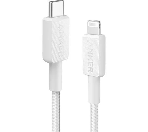 ANKER 322 USB C TO LIGHTNING CABLE BRAIDED 10FT WHITE A81B7H21 thumbnail 2
