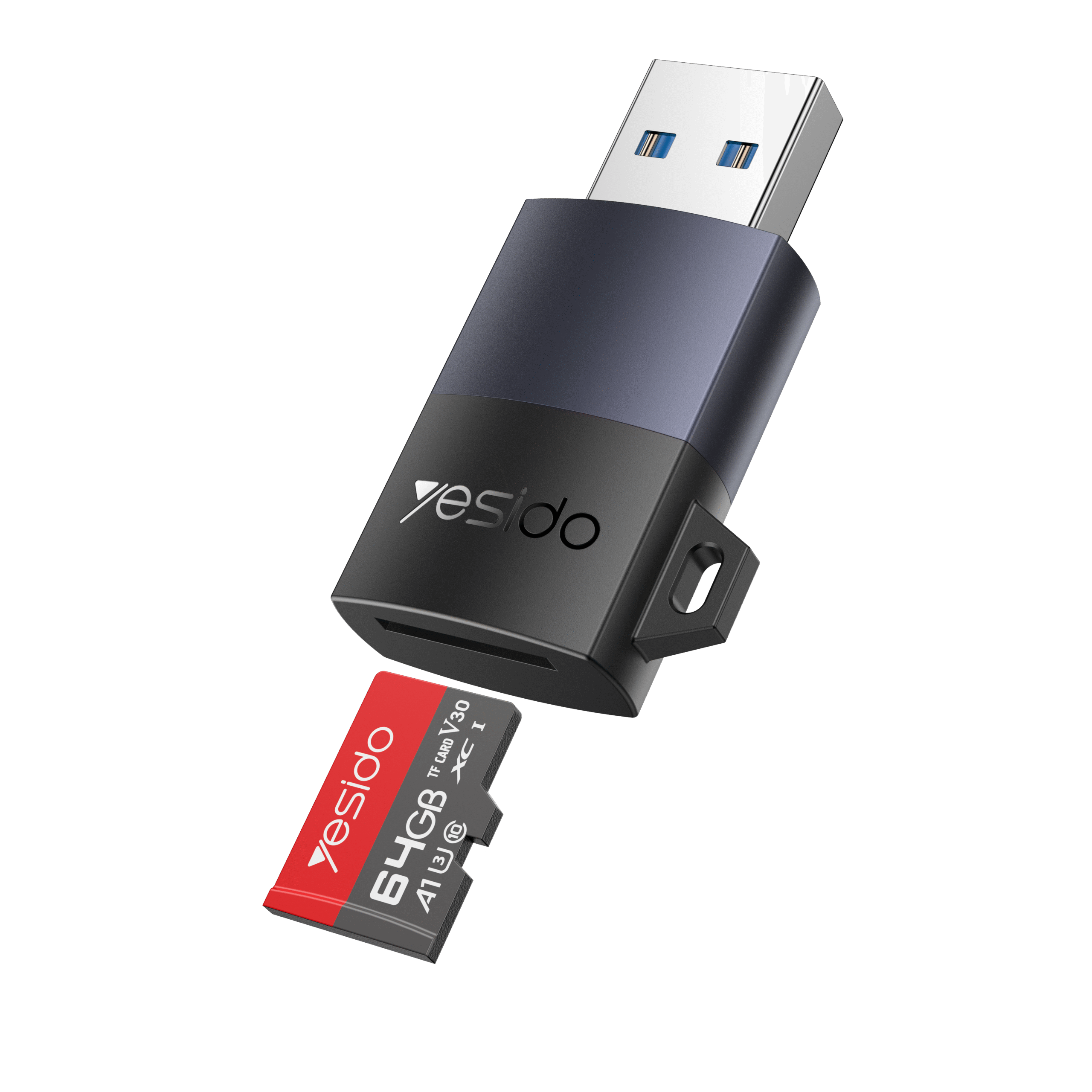 YESIDO USB A TO TF CARD READER BLACK GS36 thumbnail 2