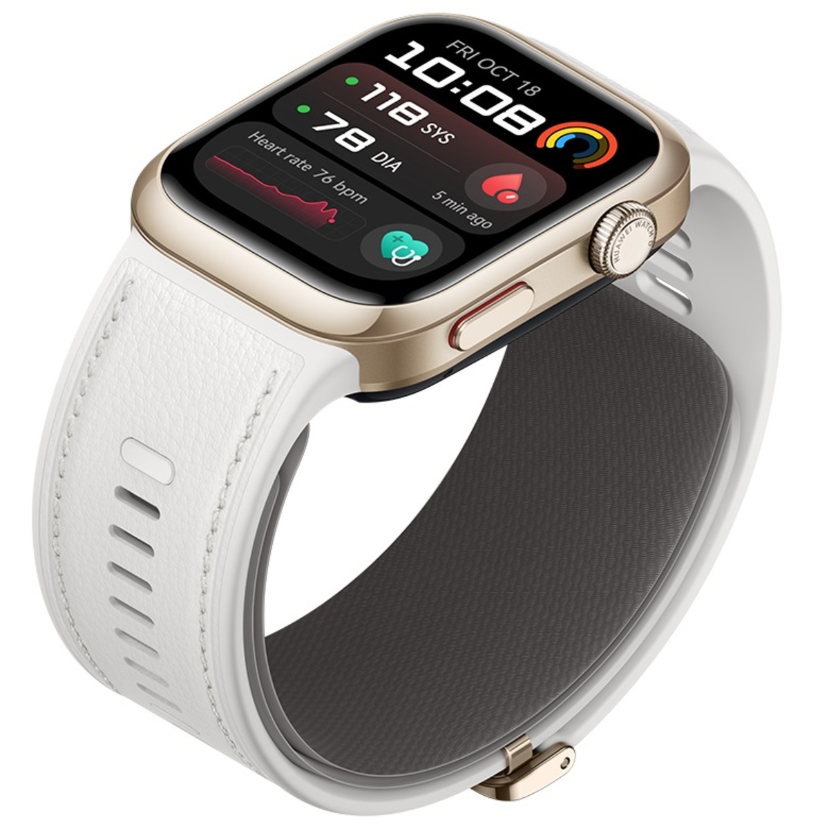 HUAWEI WATCH D2 GOLD ALUMINUM ALLOY CASE WHITE COMPOSITE LEATHER STRAP LCA-B11 thumbnail 2