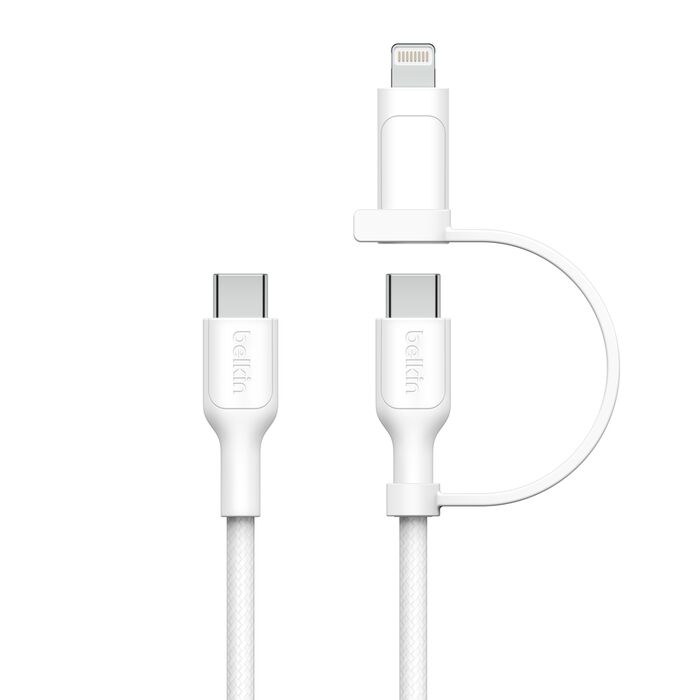 BELKIN BOOST CHARGE PRO 2 IN 1 CABLE WITH USB C AND LIGHTNING CONNECTOR 1.5M WHITE CAC003HQ1.5MWH thumbnail 2