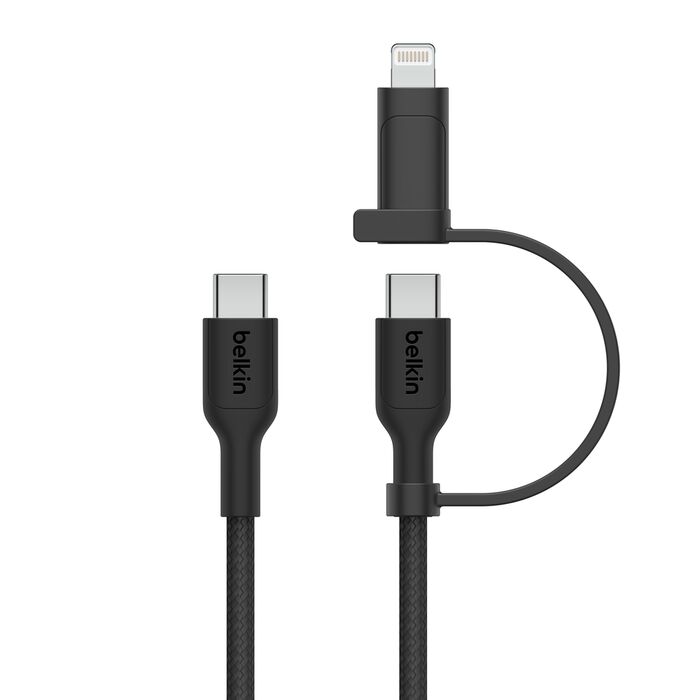 BELKIN BOOST CHARGE PRO 2 IN 1 CABLE WITH USB C AND LIGHTNING CONNECTOR 1.5M BLACK CAC003HQ1.5MBK thumbnail 2