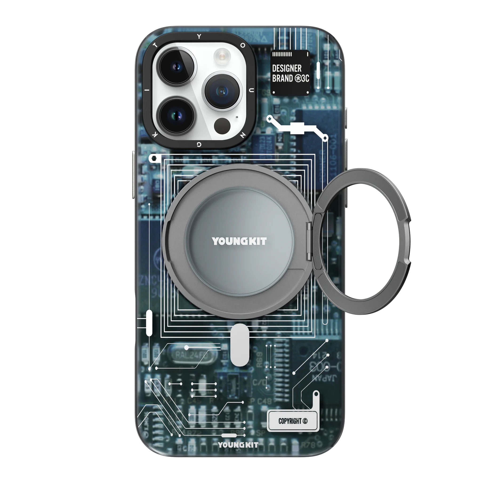 YOUNGKIT IPHONE 16 PRO TECHNOLOGY CASE WITH STAND GHOST GRAY KJZHJ002 thumbnail 2
