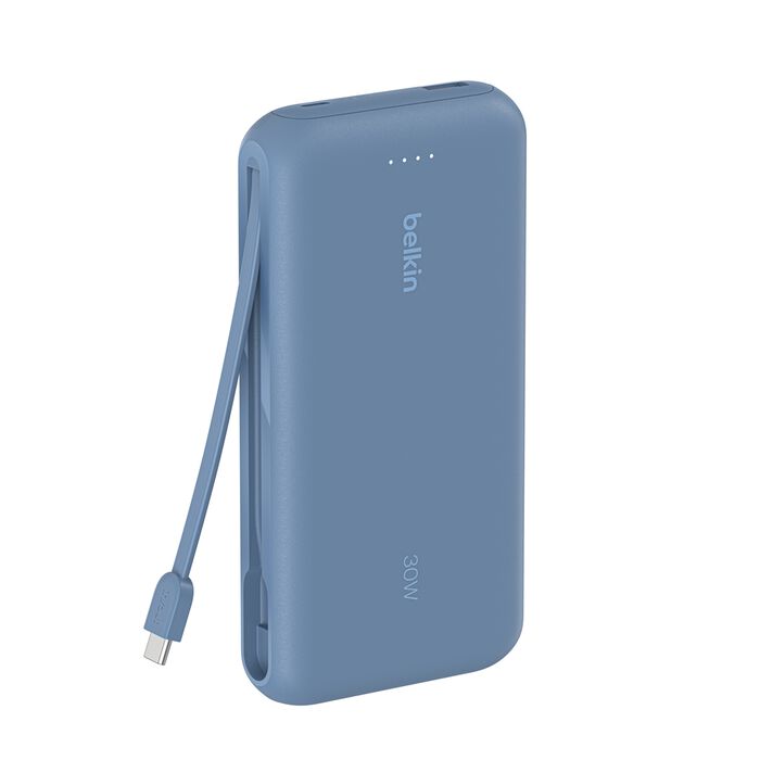 BELKIN BOOST CHARGE POWER BANK 20K WITH USB C INTEGRATED CABLE PD 30W BLUE BPB024HQBL thumbnail 2