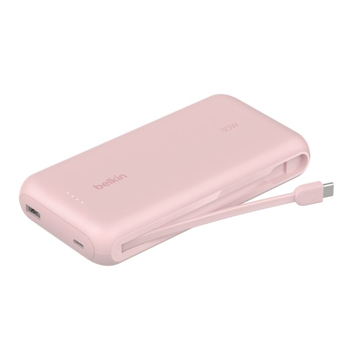 BELKIN BOOST CHARGE POWER BANK 20K WITH USB C INTEGRATED CABLE PD 30W PINK BPB024HQPK thumbnail 2