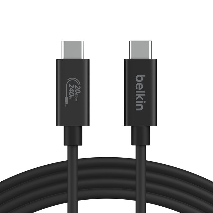 BELKIN CONNECT USB C TO USB C 240W USB 4 CABLE 2M BLACK INZ004BT2MBK thumbnail 2